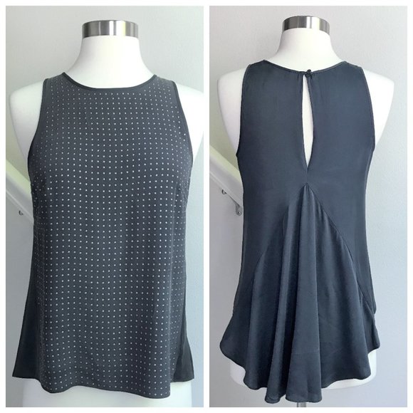 Halston Heritage Tops - Halston Heritage Charcoal Grey Silk Hi Low Blouse